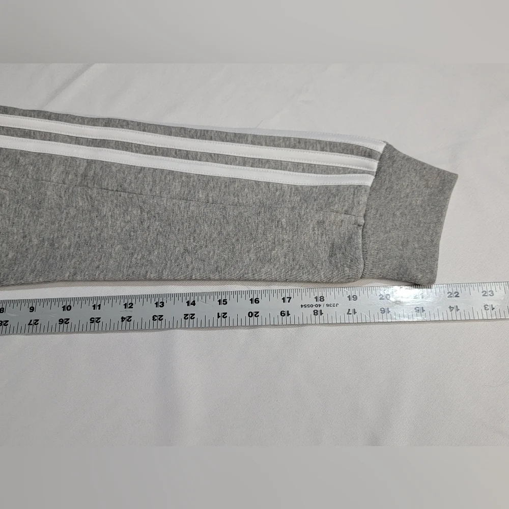 Adidas 3 Stripe Fleece Pullover Medium Heather Gray Hoodie Mens Size Small